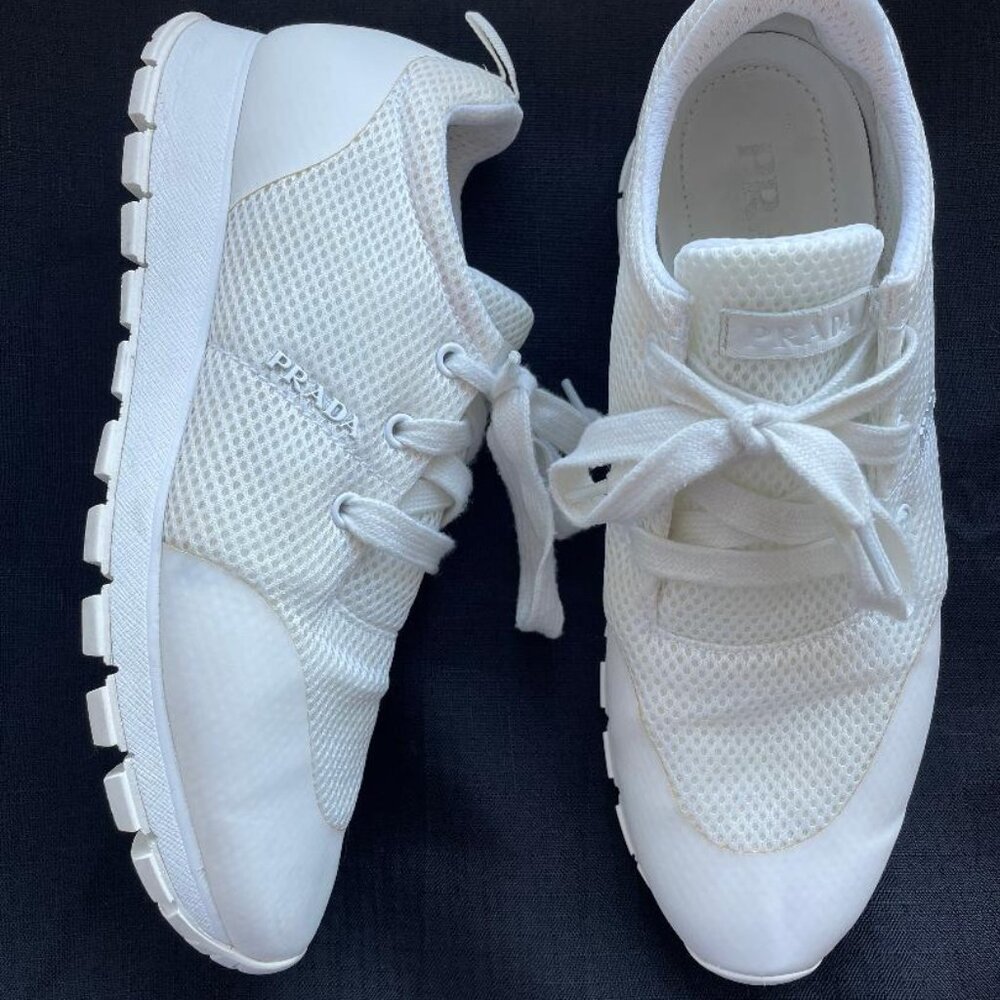 Prada White Mesh Low Top Sneakers Size 38 | Women’s